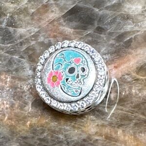 Authentic Pandora Blue Sugar Skull Mexico Day of the Dead Charm Sterling Silver